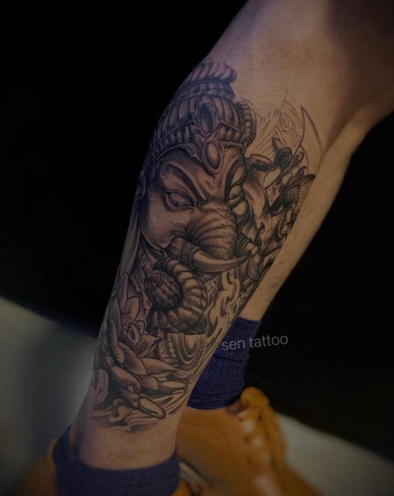 象神纹身图片_新传统纹身图案