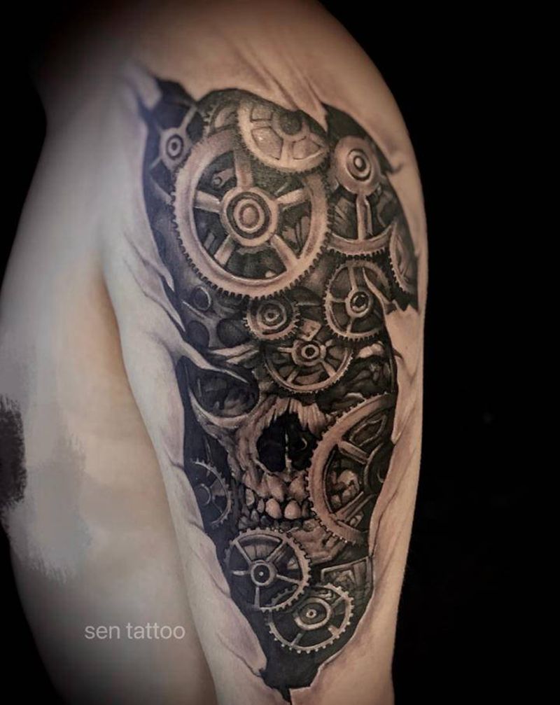 骷髅纹身图片_欧美写实纹身图案