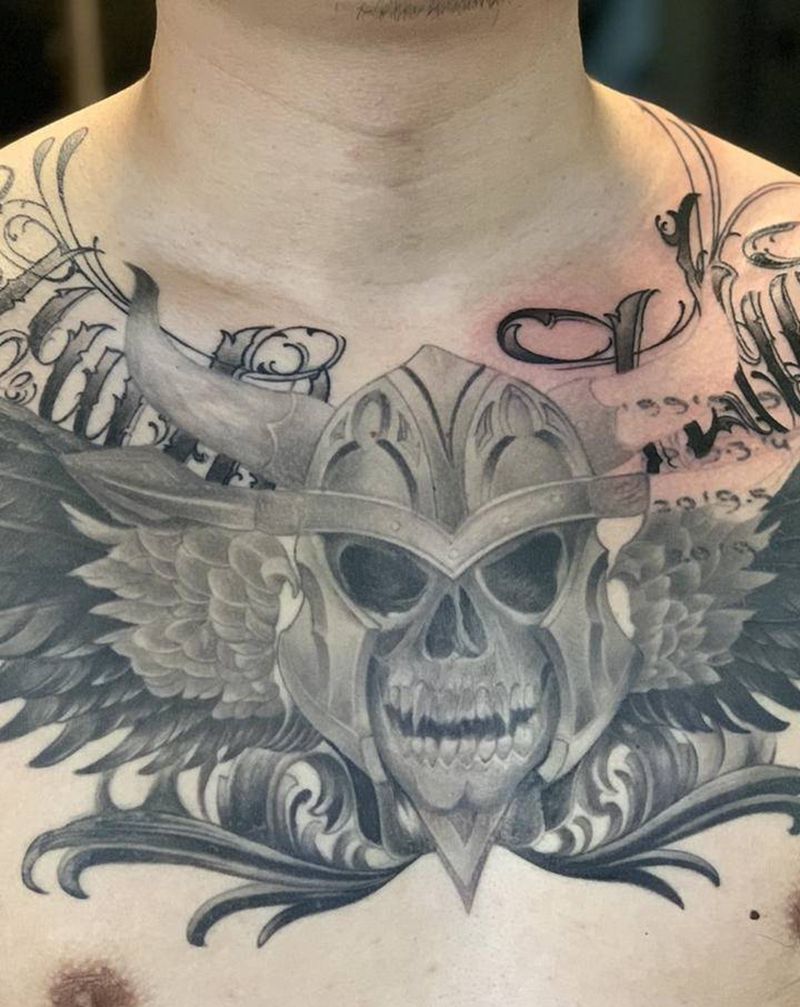 今日作品进度 #老纹身遮盖#纹身图片_胸部欧美写实花胸纹身图案