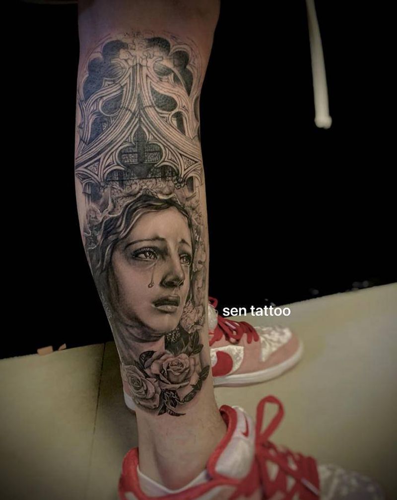 圣母玛利亚纹身图片_欧美写实纹身图案