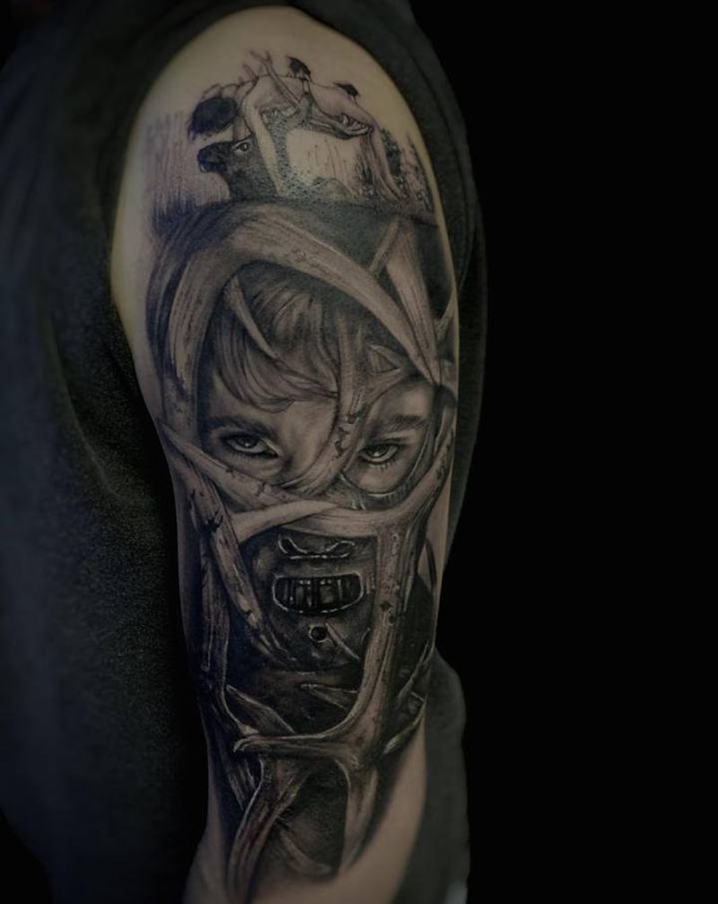汉尼拔纹身图片_欧美写实纹身图案