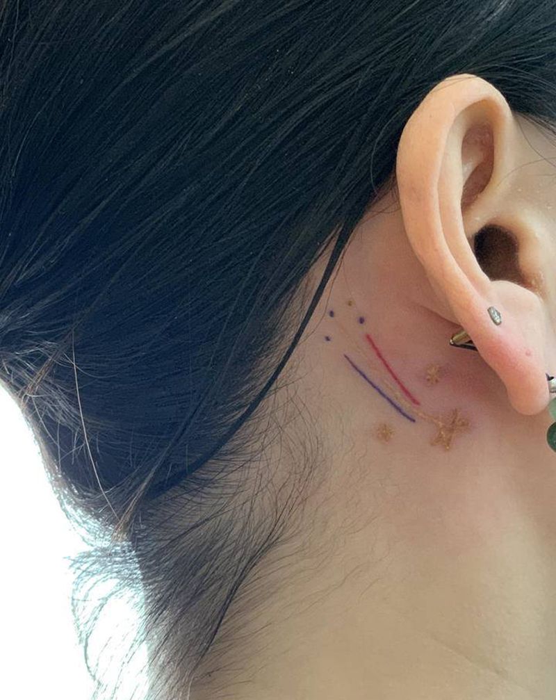 今日作品更新 #小清新星星 #纹身图片_颈部小清新纹身图案