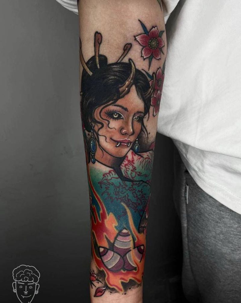 ⚔️ .新传统肖像纹身图片_手臂新传统纹身图案