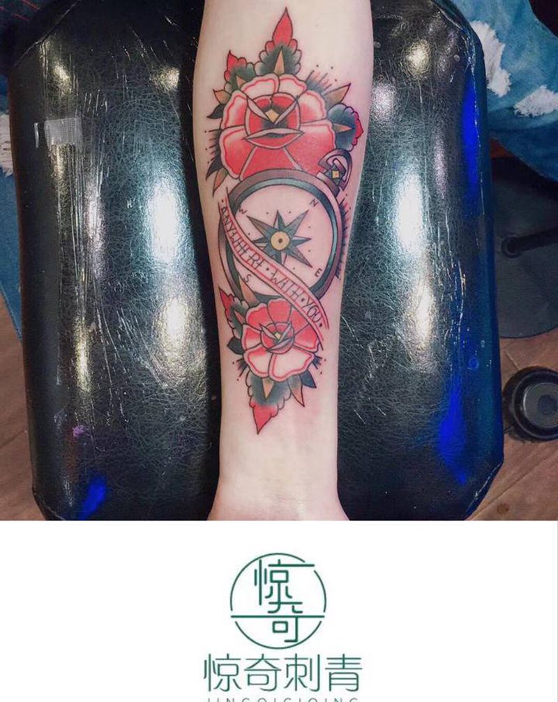 钟表纹身图片_手臂纹身图案