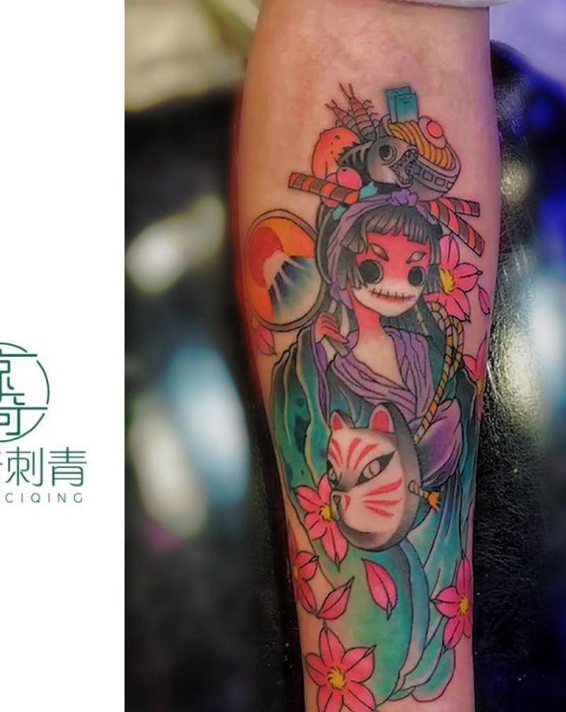 蛟女纹身图片_手臂纹身图案