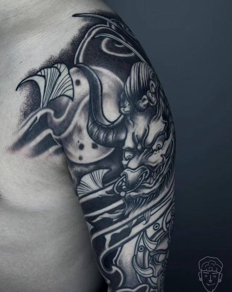 ⚔️ 新传统花臂纹身图片_手臂新传统牛 兔子纹身图案