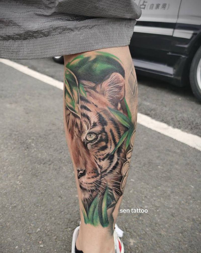 彩色写实老虎纹身图片_欧美写实纹身图案