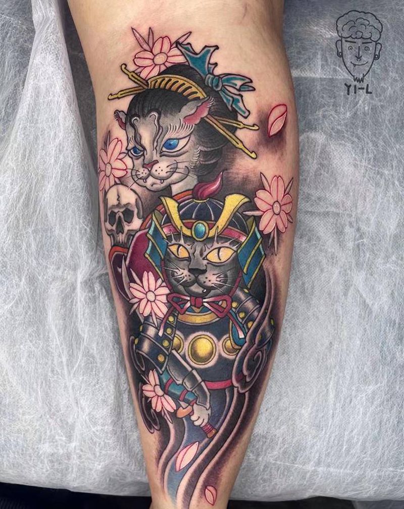 ⚔️新传统猫纹身图片_脚部新传统猫纹身图案