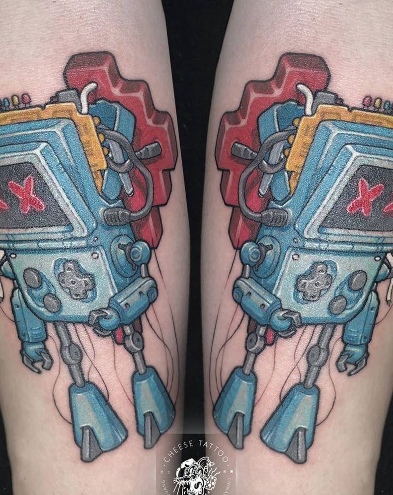 Game  boy纹身图片_手臂New School欧美写实游戏机心清新纹身图案