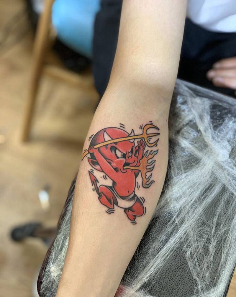 今日作品更新 #恶魔童子纹身图片_手部Old School纹身图案