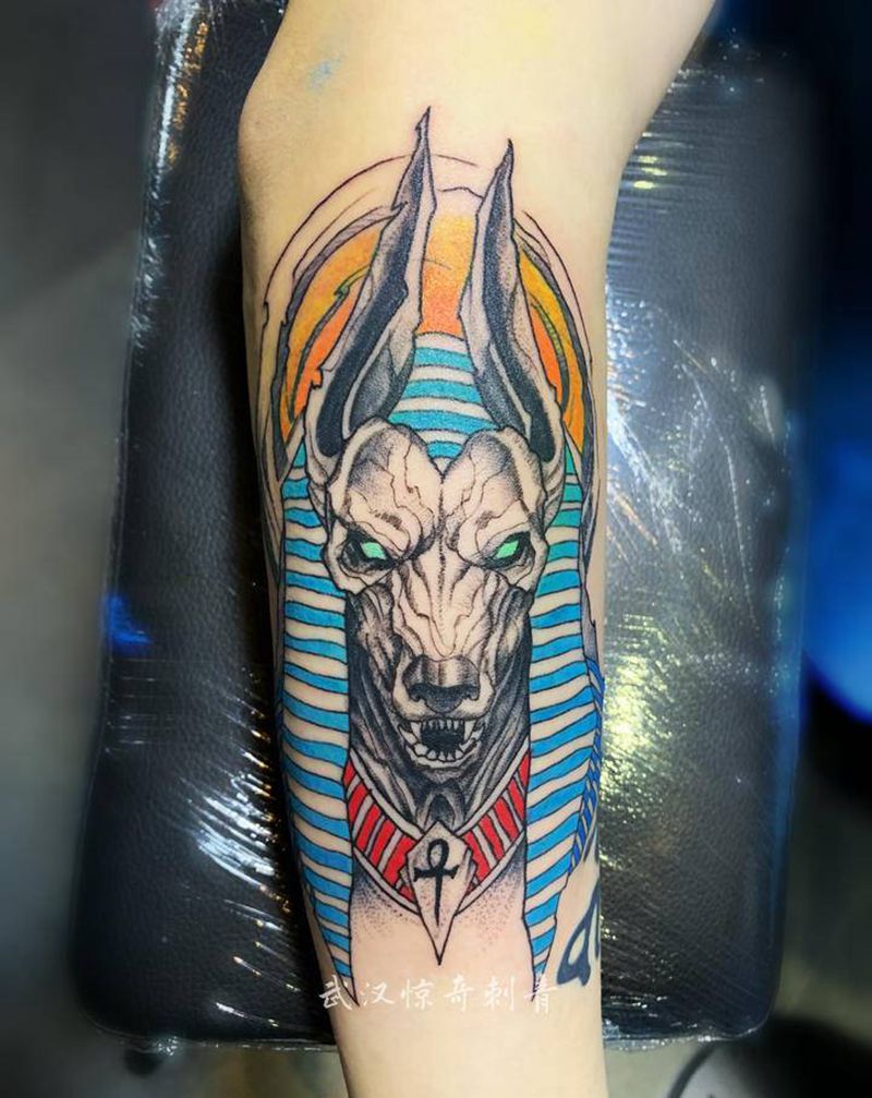 阿努比斯纹身图片_手臂纹身图案