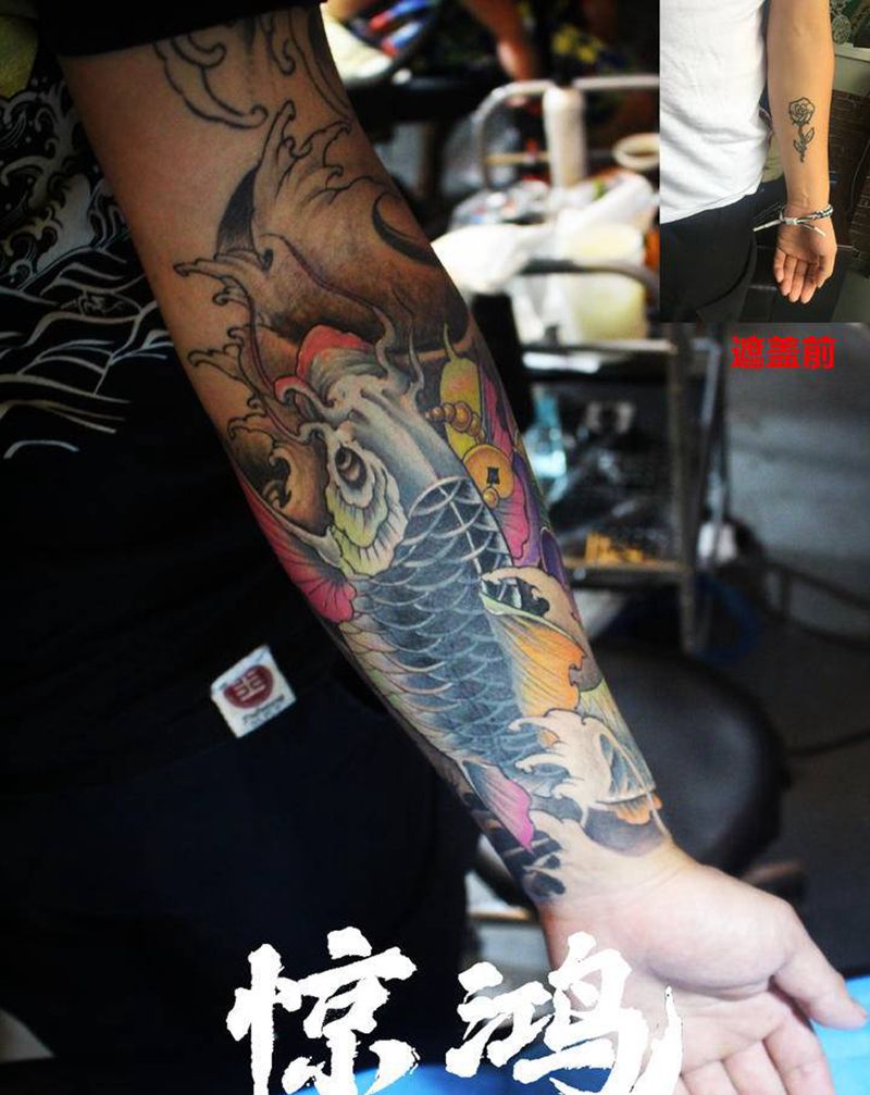 遮盖作品纹身图片_新传统纹身图案