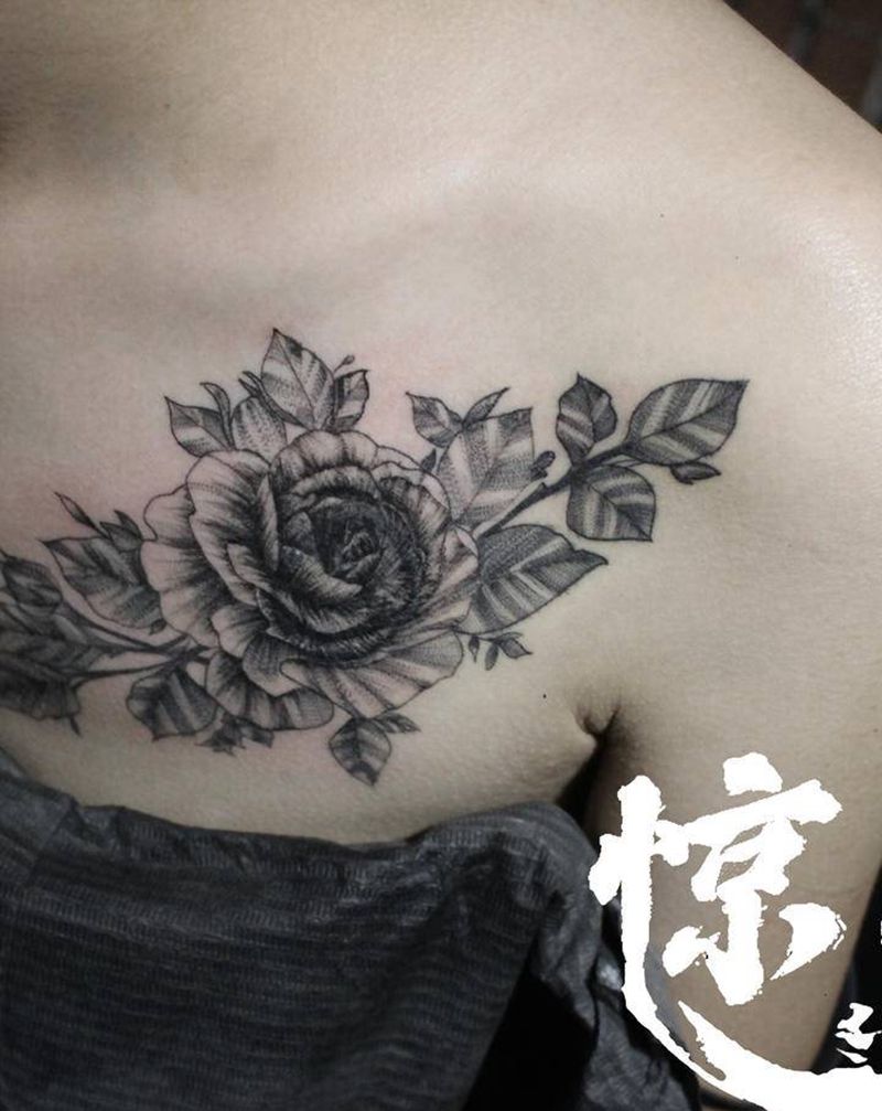 遮盖纹身图片_胸部纹身图案