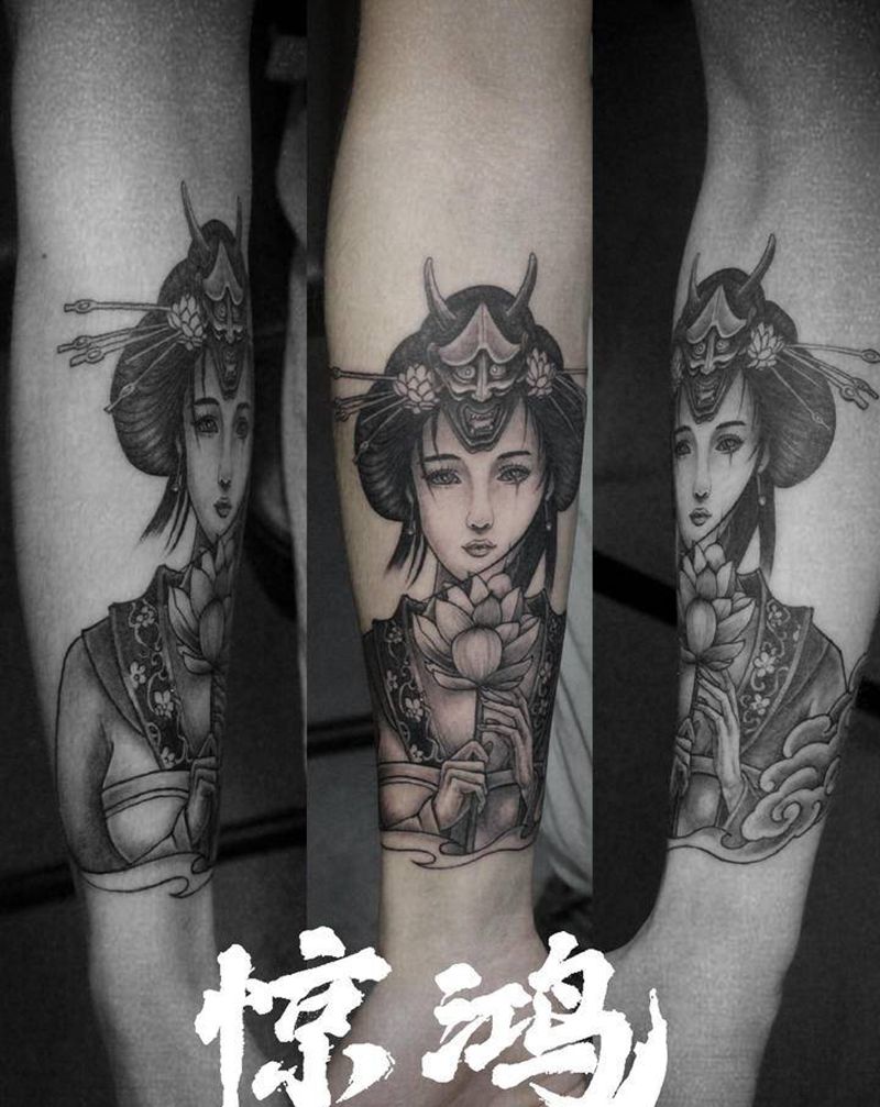 小臂 艺妓纹身图片_手臂纹身图案