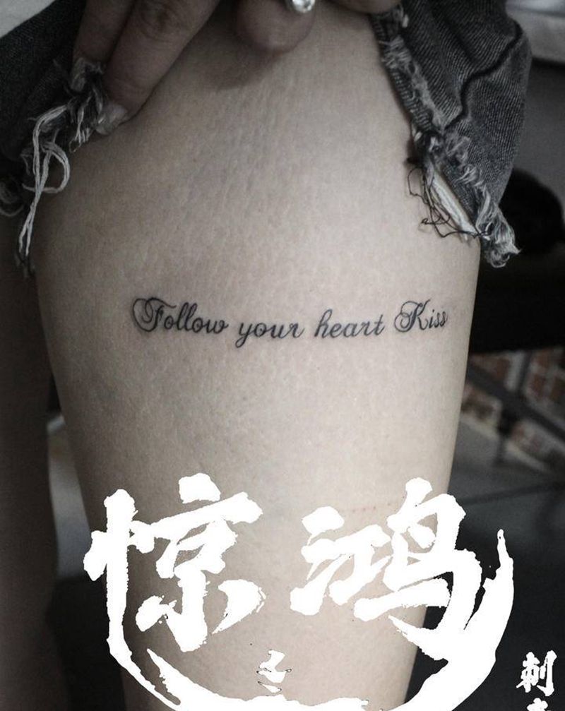 小英文纹身图片_腿部纹身图案