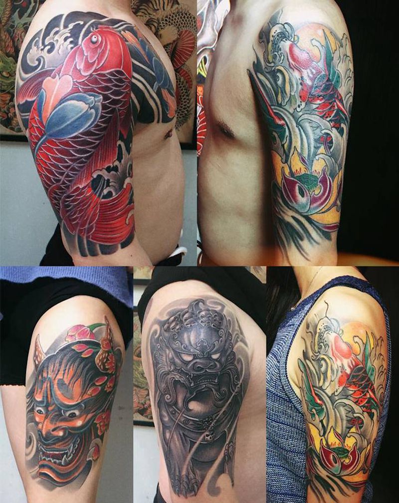 部分作品纹身图片_胸部手臂新传统老传统纹身图案