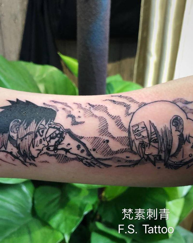 忍者纹身图片_手臂点刺纹身图案