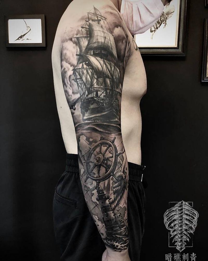 写实包臂纹身图片_欧美写实纹身图案