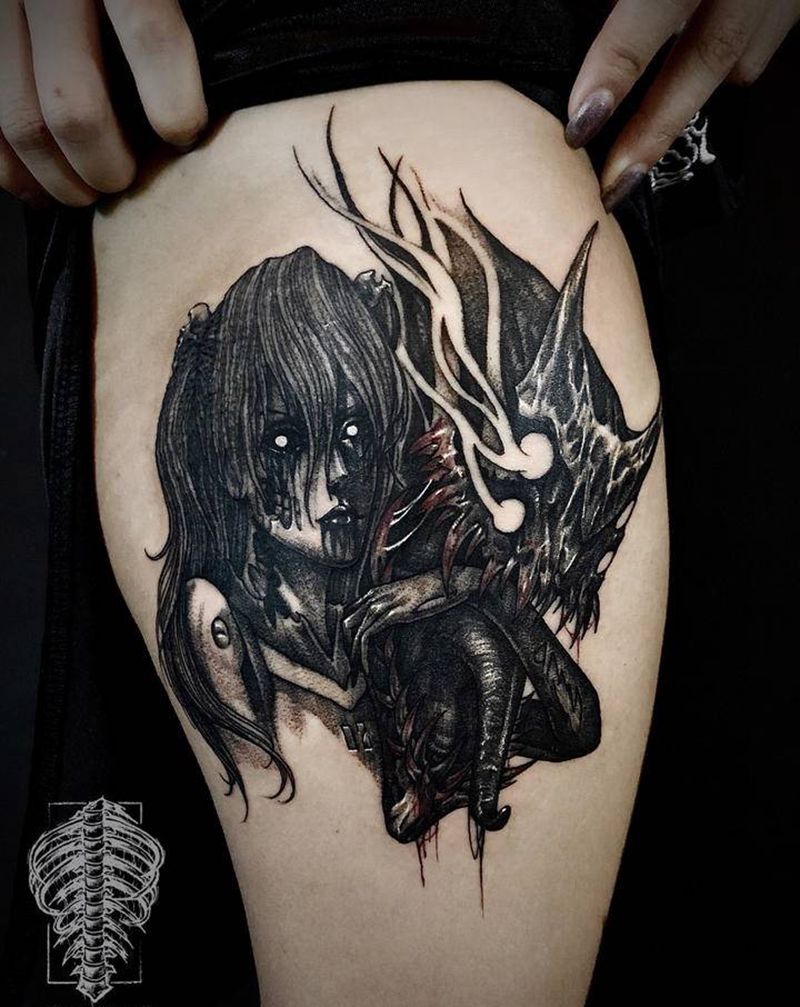 暗黑明日香纹身图片_暗黑纹身图案