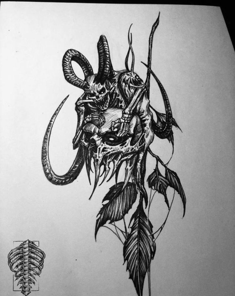 小稿子可约纹身图片_暗黑纹身图案