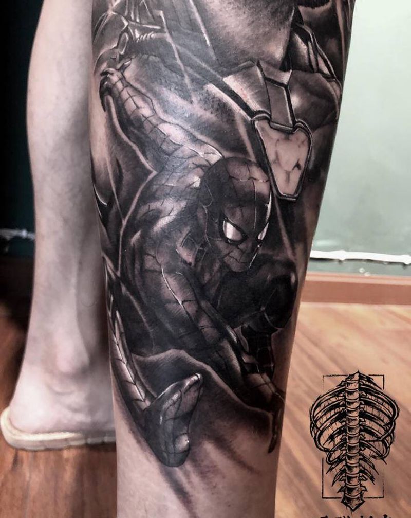 漫威包腿纹身图片_欧美写实纹身图案