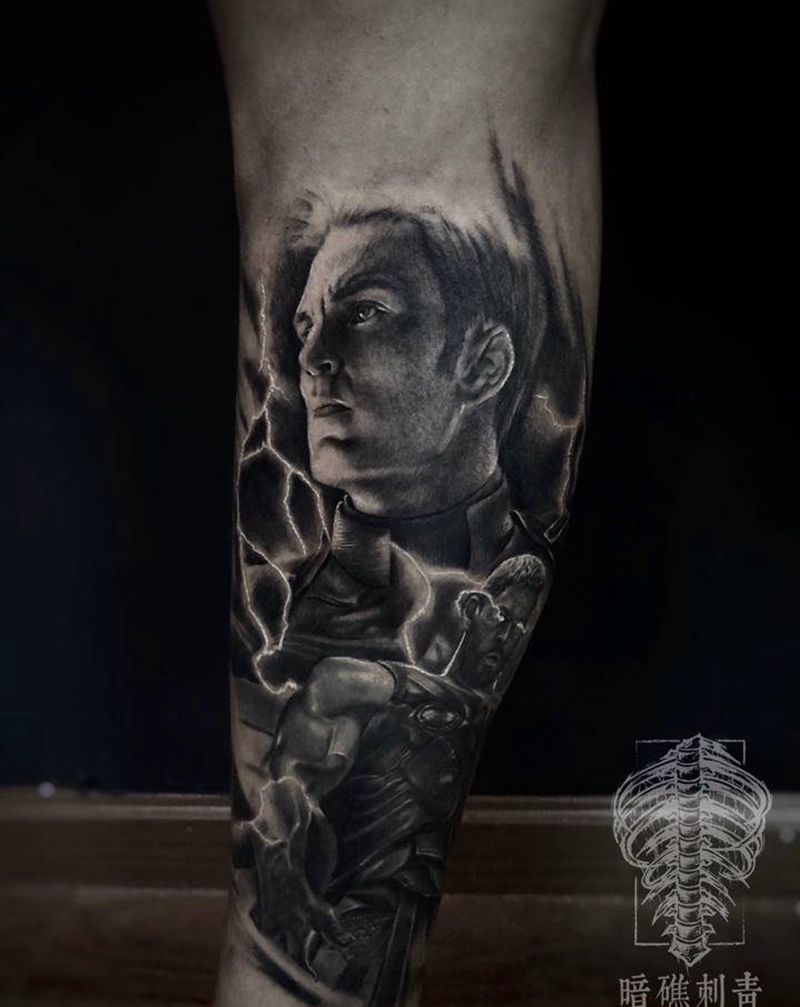 漫威包腿纹身图片_欧美写实纹身图案
