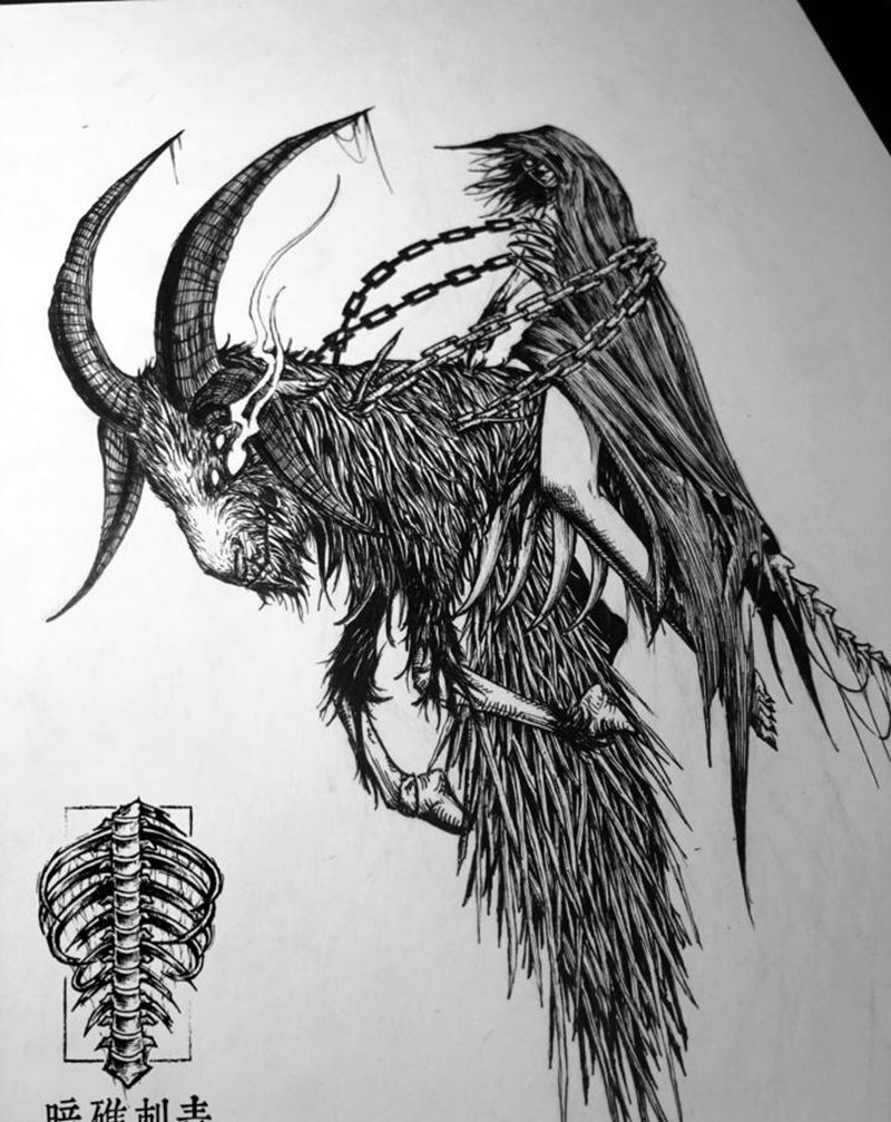 骑行者，可约纹身图片_暗黑纹身图案