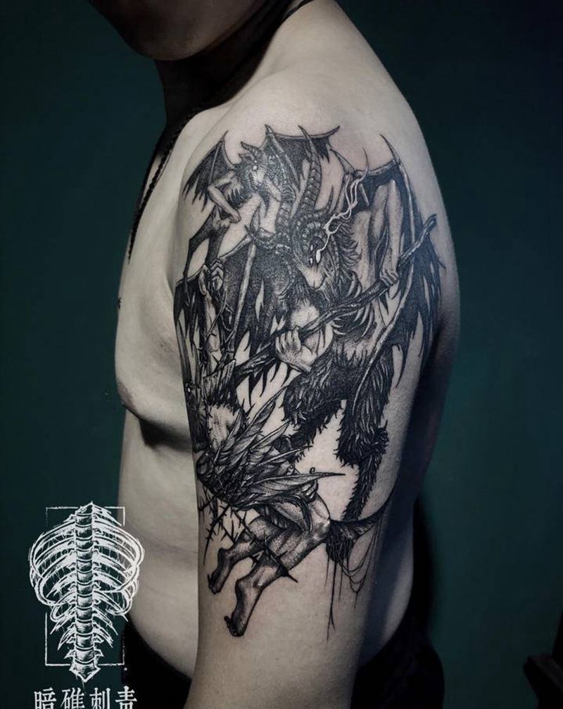天使与恶魔纹身图片_暗黑纹身图案