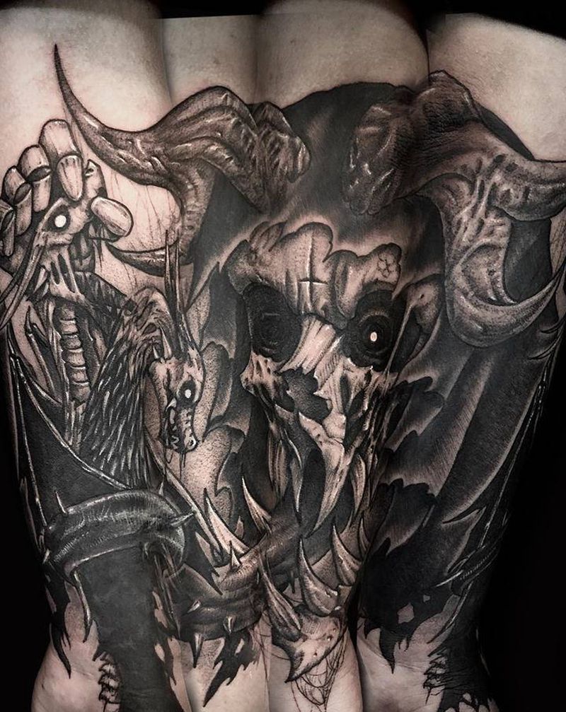 freehand遮盖纹身图片_暗黑纹身图案