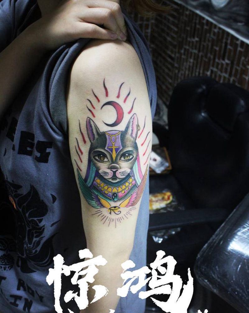 New school 法老猫儿纹身图片_手臂New School纹身图案