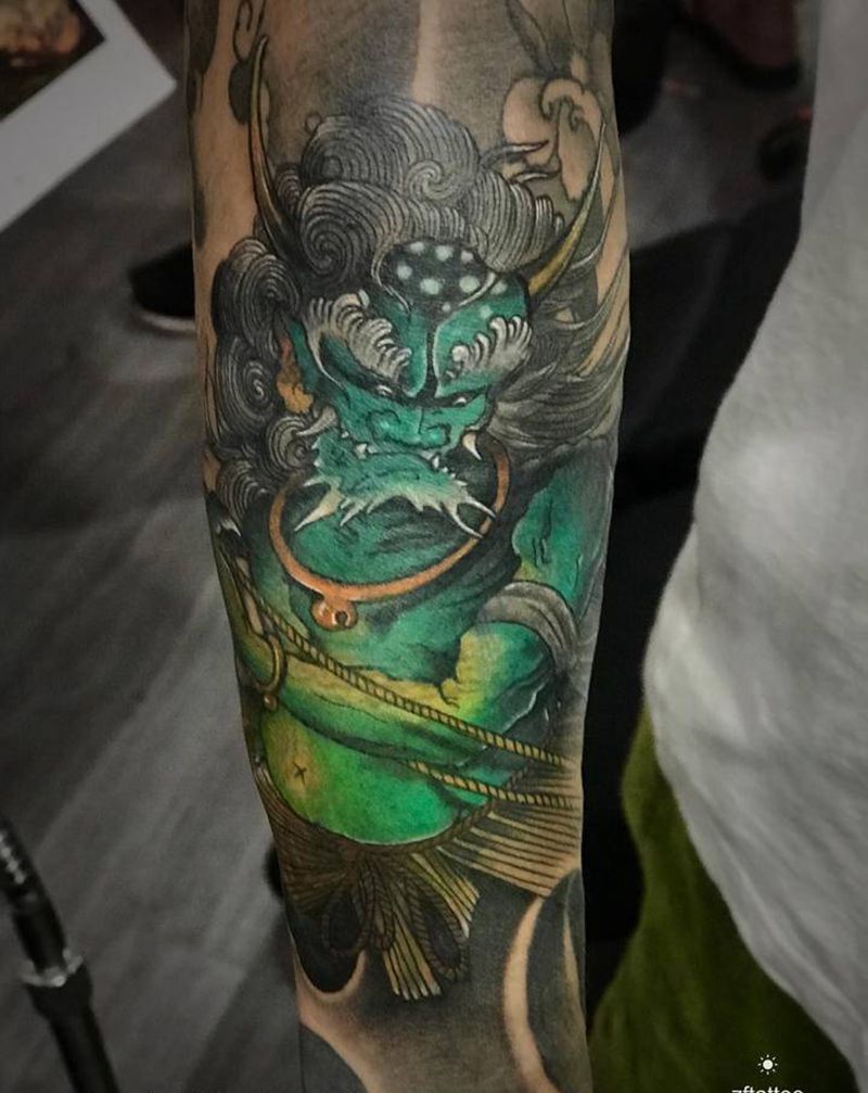 夜叉纹身图片_手臂新传统遮盖纹身图案
