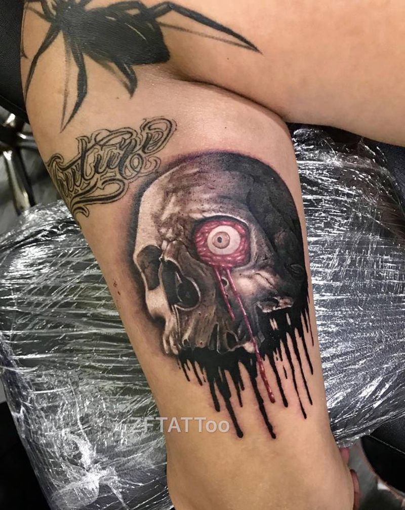 血瞳纹身图片_手臂欧美写实纹身图案
