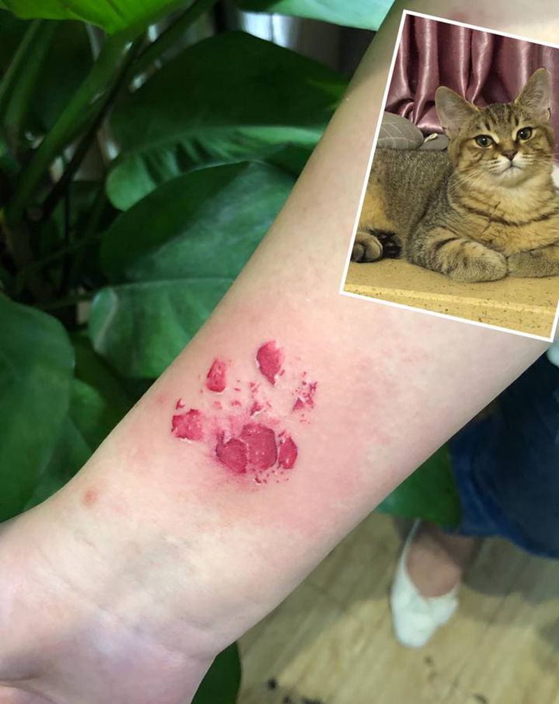 爪印纹身图片_手臂水墨纹身图案