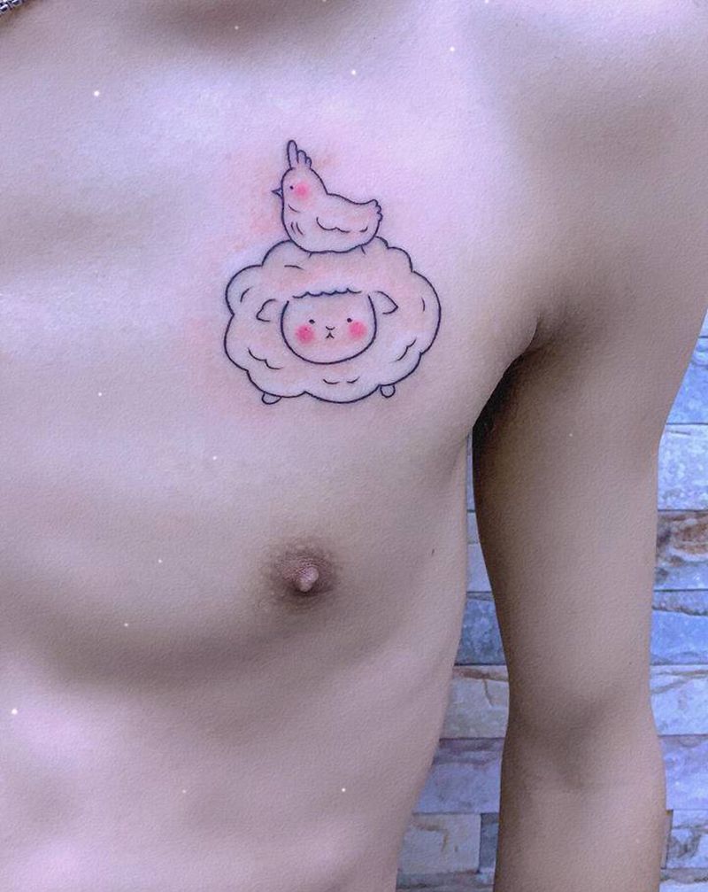 小卡通纹身图片_胸部新传统纹身图案