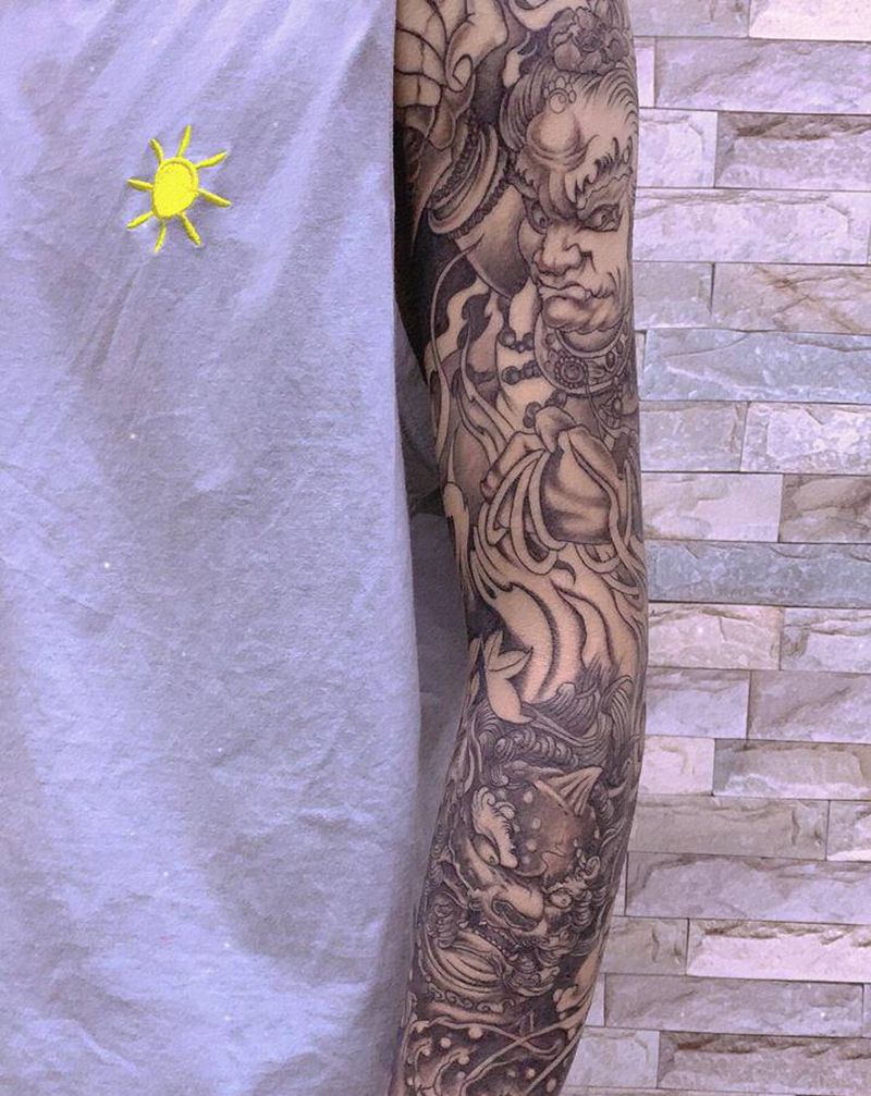 花臂纹身图片_手臂新传统纹身图案