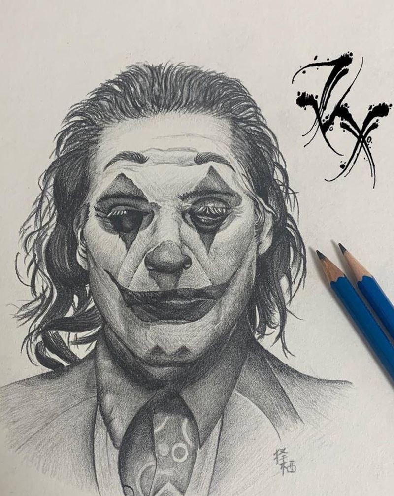 小丑临摹纹身图片_欧美写实纹身图案