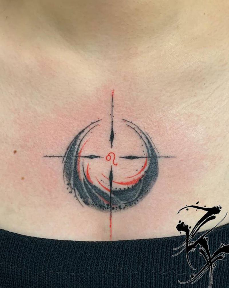 狮子座的漩涡纹身图片_胸部纹身图案