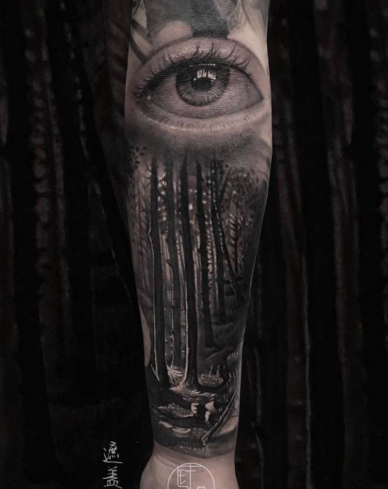 树纹身图片_手臂欧美写实遮盖类纹身图案