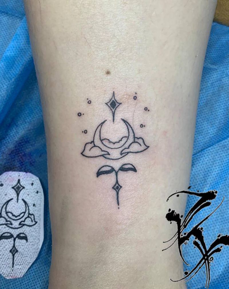 小清新纹身图片_腿部纹身图案