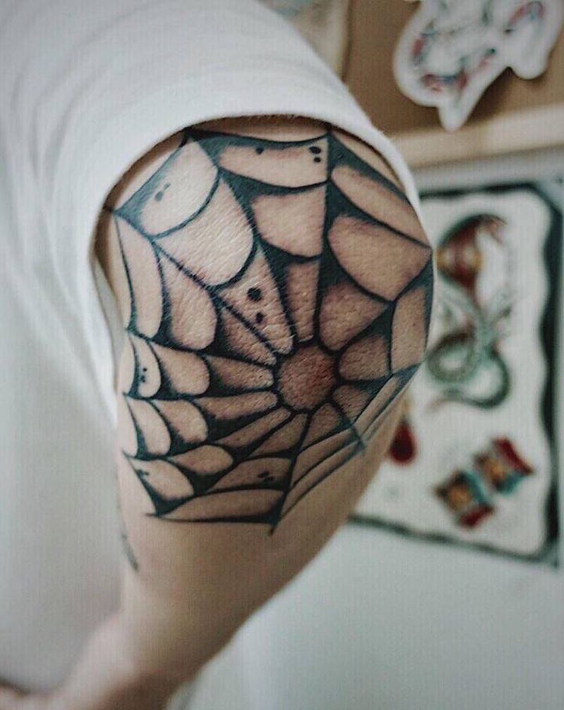蜘蛛网纹身图片_手臂老传统Old School蜘蛛 蜘蛛网纹身图案