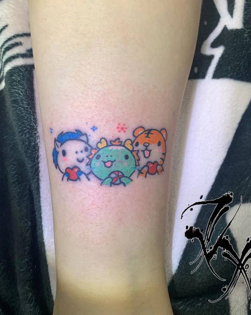 卡通生肖纹身图片_腿部纹身图案