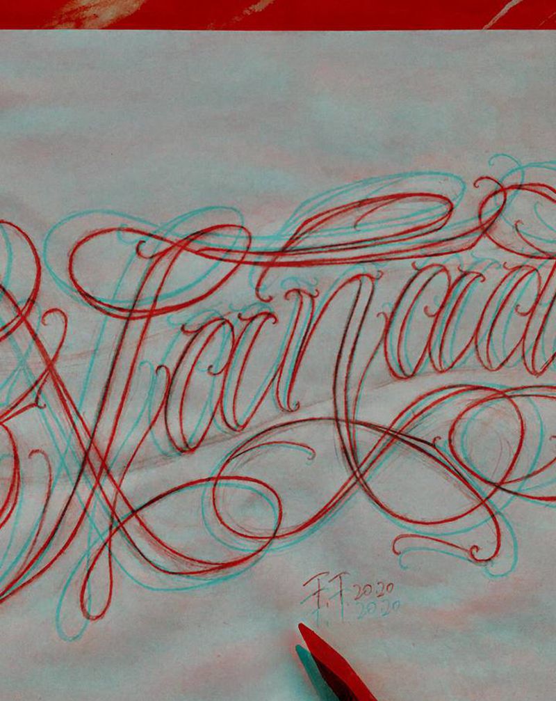 花体设计纹身图片_腿部背部花体字名字单词纹身图案