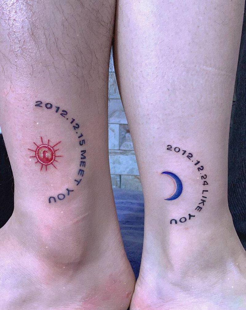 情侣纹身纹身图片_脚部新传统纹身图案