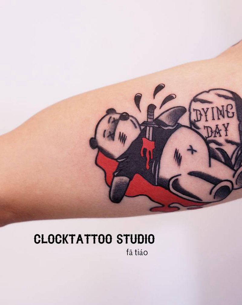 维尼熊忌纹身图片_手臂老传统Old School维尼熊纹身图案