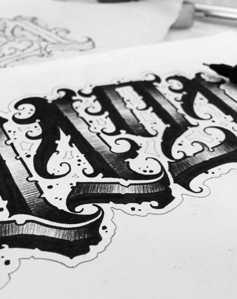 数字花体纹身图片_手臂花体字数字纹身图案