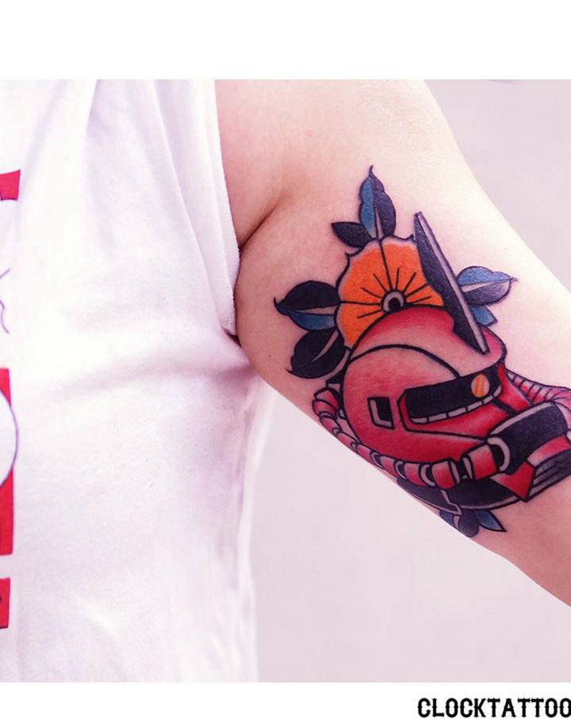 扎古纹身图片_手臂Old School老传统高达扎古纹身图案