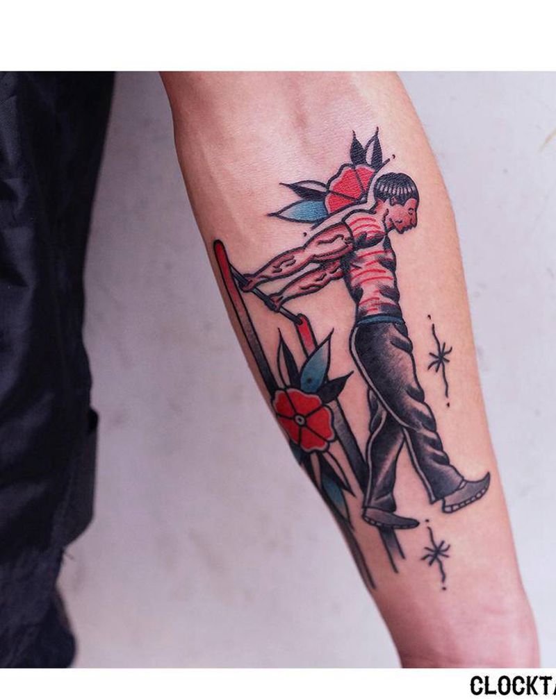 街头健身纹身图片_手臂老传统Old School街头健身纹身图案