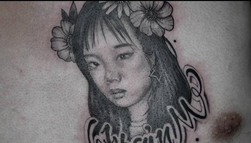 肖像纹身图片_胸部欧美写实纹身图案