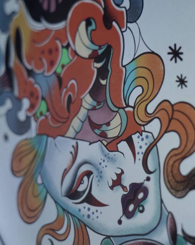 手稿纹身图片_New School纹身图案