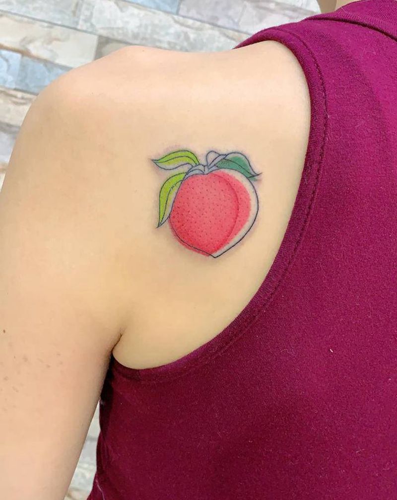 桃子纹身图片_新传统纹身图案
